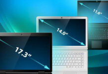 Выбираем диагональ ноутбука